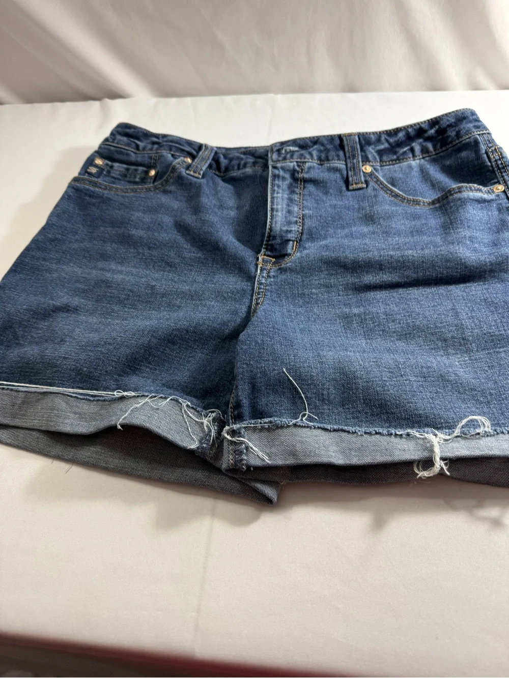 Seven7 Dark‎ Indigo Denim Shorts with Contrast Stitching